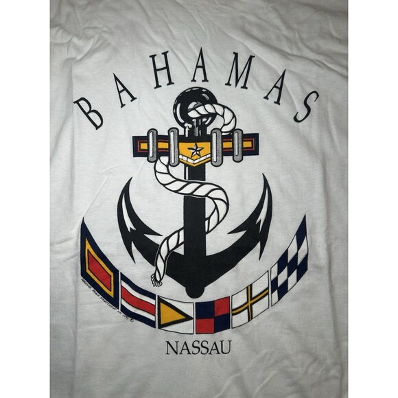 VTG 90s Nassau Bahamas Sailing Graphic Shirt SINGLE STITCH Mens Size Medium 2XL - Picture 3 of 7